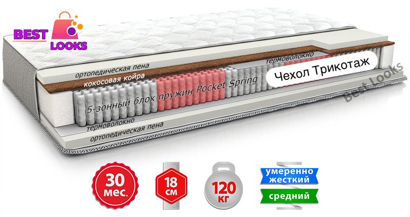 

Матрас ортопедический 140х200 Come-for Notte МАГНУМ кокос