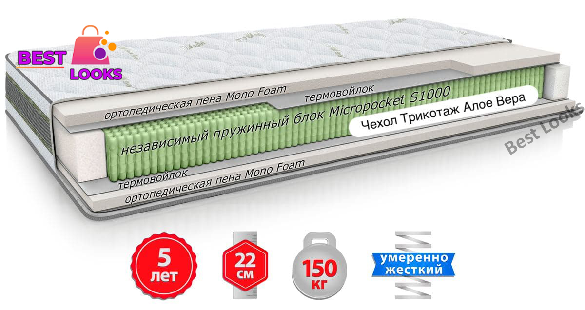 

Матрас ортопедический 140х200 Come-for Aloe Vera ВЕРДА