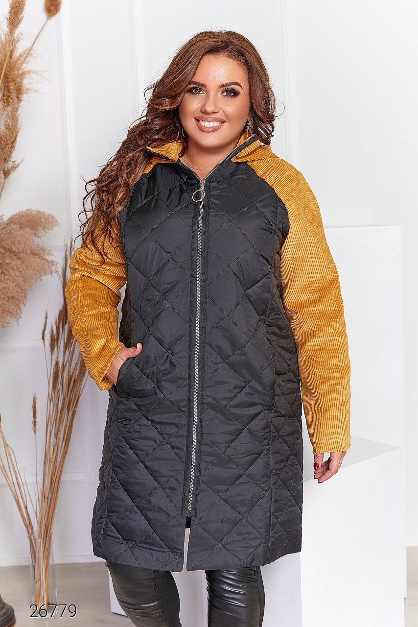 

Женское удлиненная куртка из комбинированных материалов Fоsаn, Айнагуль горчичный-черный, Женское удлиненная куртка из комбинированных материалов Fоsаn, Айнагуль горчичный-черный 60-64