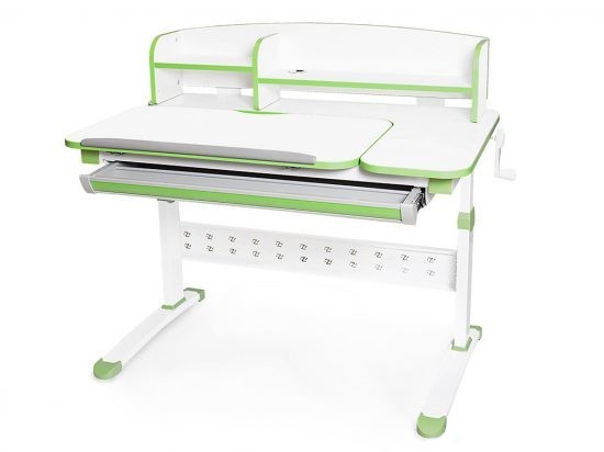 

Детский стол Evo-Kids Martin с полкой столешница белая / ножки белые с зеленым Evo-430 WZ с полкой
