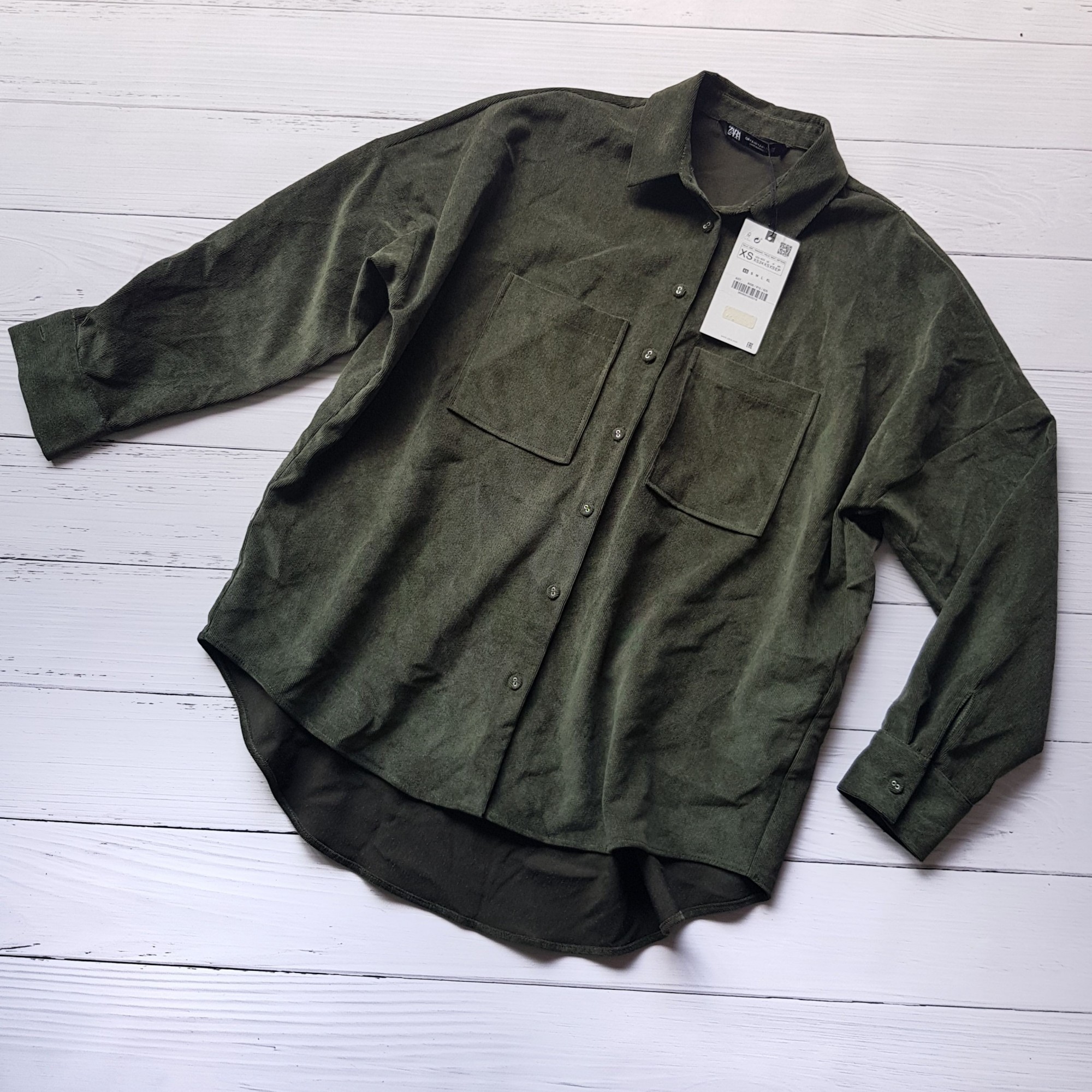 

Женская зеленая рубашка оверсайз Zara 8496/910/505 8684 XS