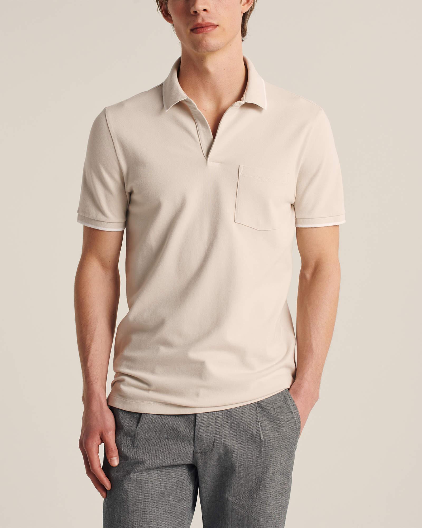 

Поло мужское - поло Abercrombie & Fitch AF7745M S Светло-бежевый