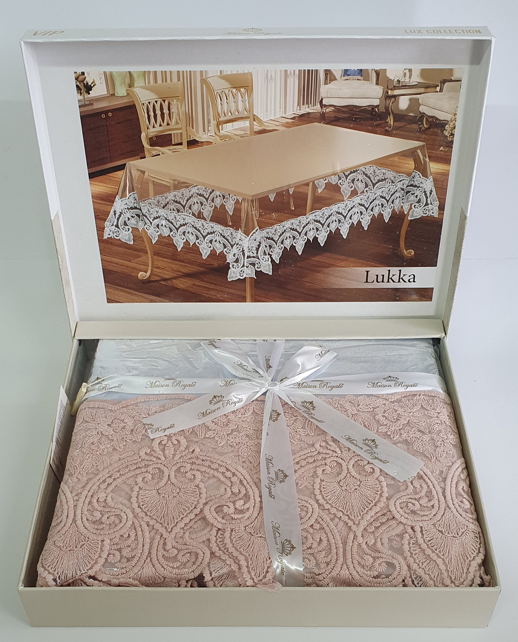 

Силиконовая скатерть с кружевом Maison Royale 160х220 Lukka Powder