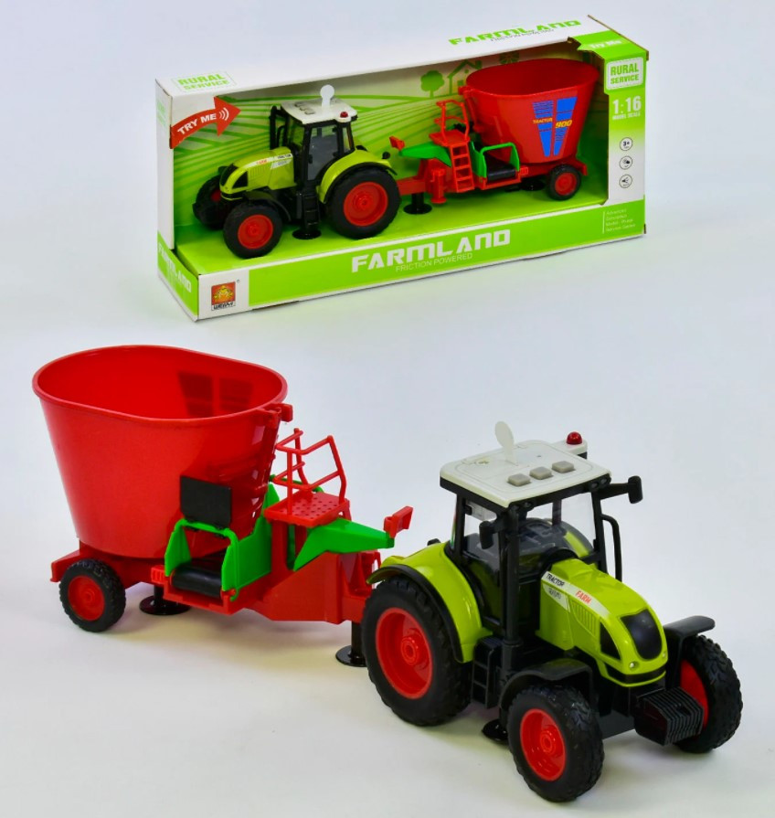 

Трактор с прицепом игрушечный, с эффектами, WY900K, для детей от 3 лет, Пакунок малюка