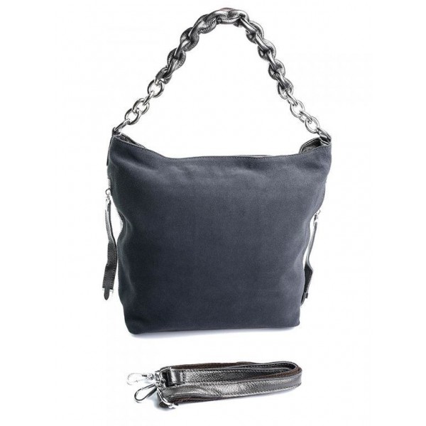 

Женская сумка из натуральной замши и кожи Parse 8798-M Silver Gray