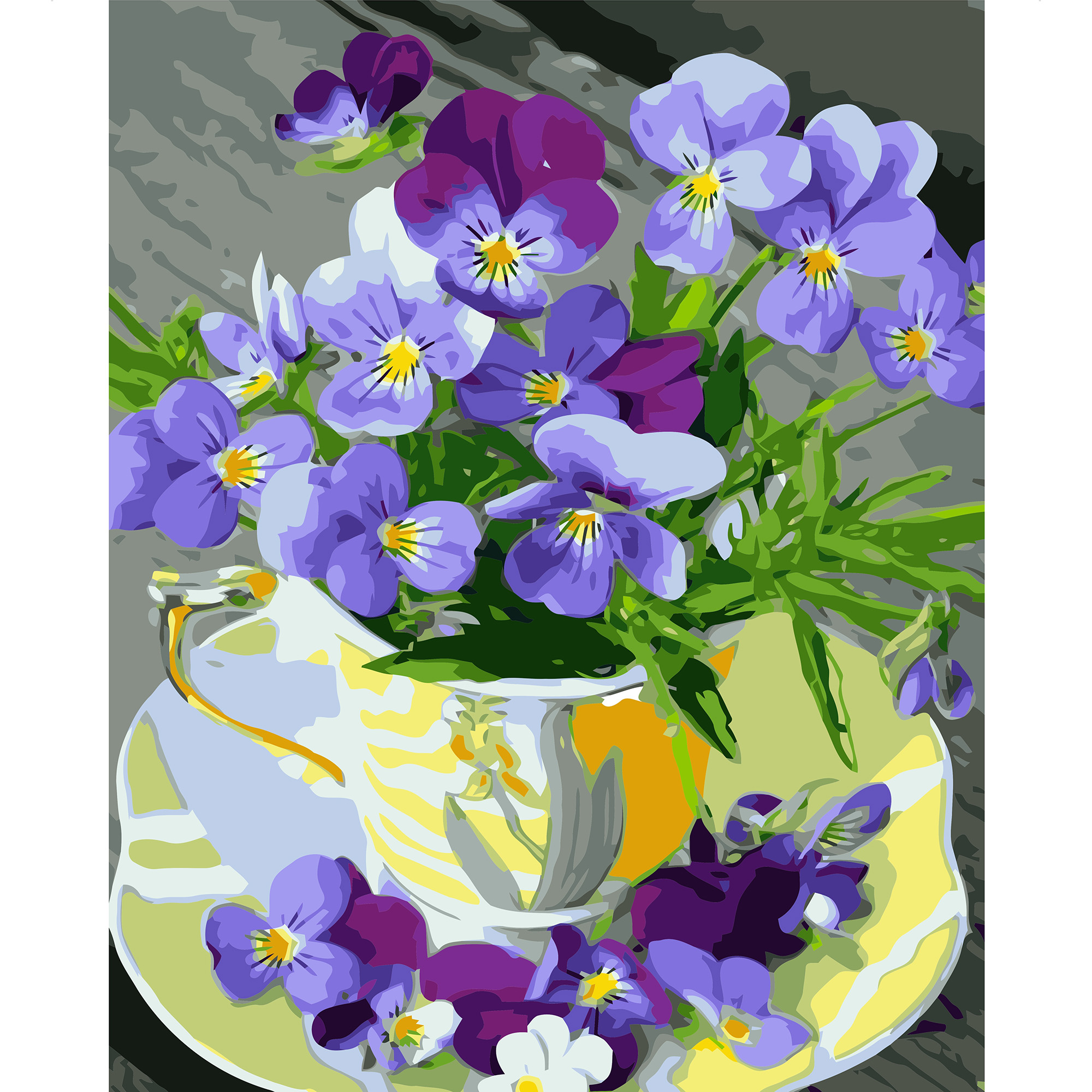 

Картина по номерам "Чашечка с фиалками" Strateg 40х50 см (tvo0003453) Разноцветный