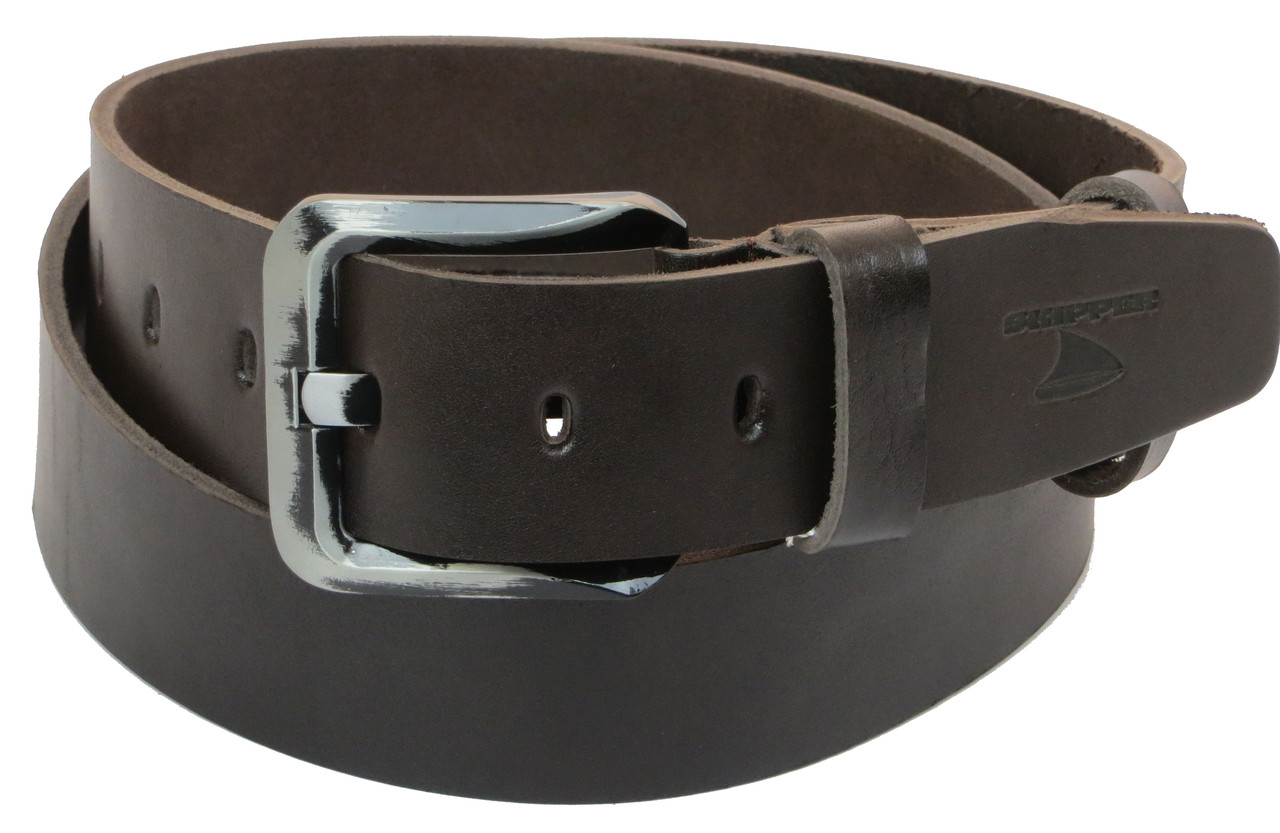 

Кожаный ремень мужской Skipper 121-141х4,5 см Коричневый