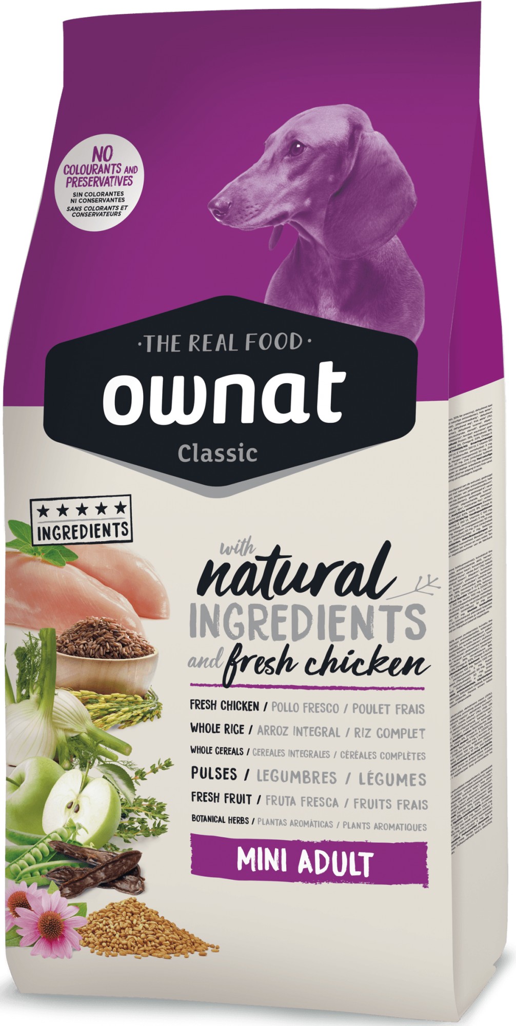 

Сухой корм для собак Ownat Classic Mini Adult (Dog) 4 кг— корм для взрослых собак малых и миниатюрных пород с Курицей