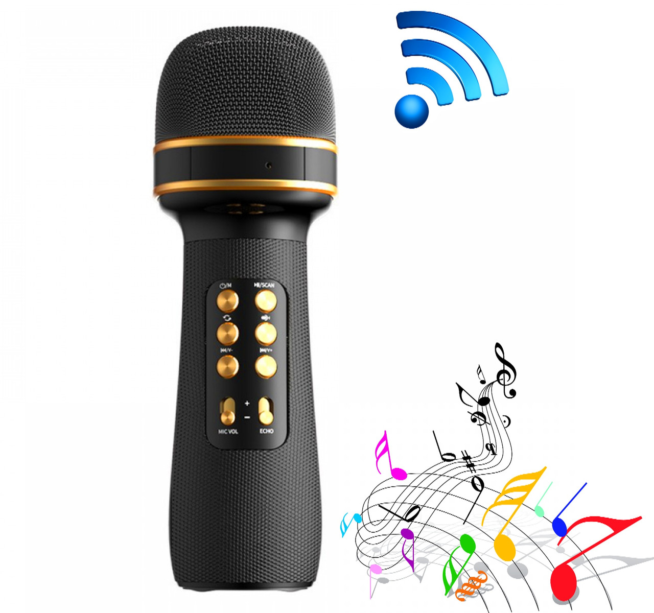 

Беспроводной караоке микрофон для дуэта Wster WS898, USB, microSD, AUX, FM, Bluetooth, TWS, черный