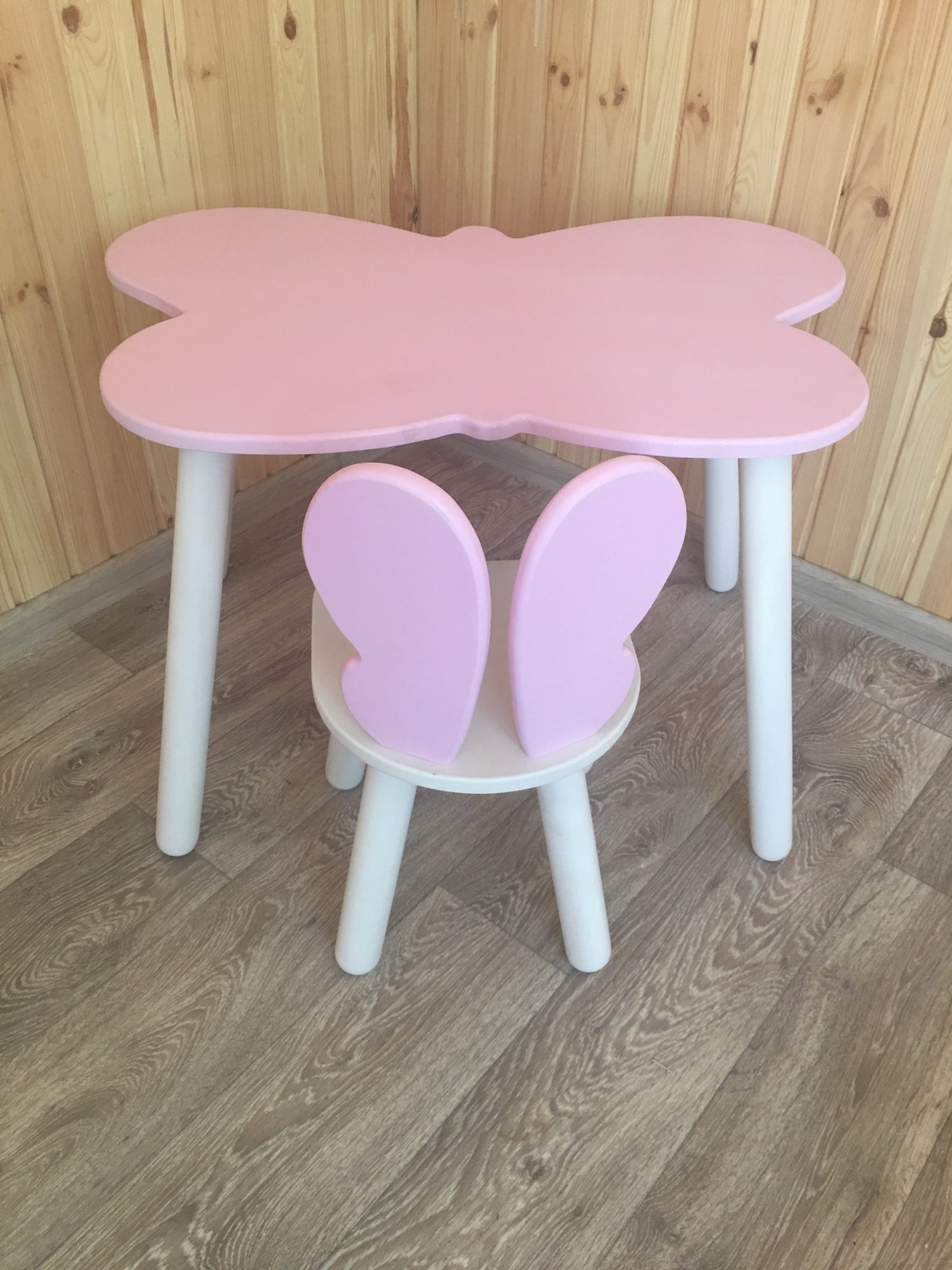 

Детский стол и 1 стульчик KidsBunkBed (Бабочка) цвет белый розовый