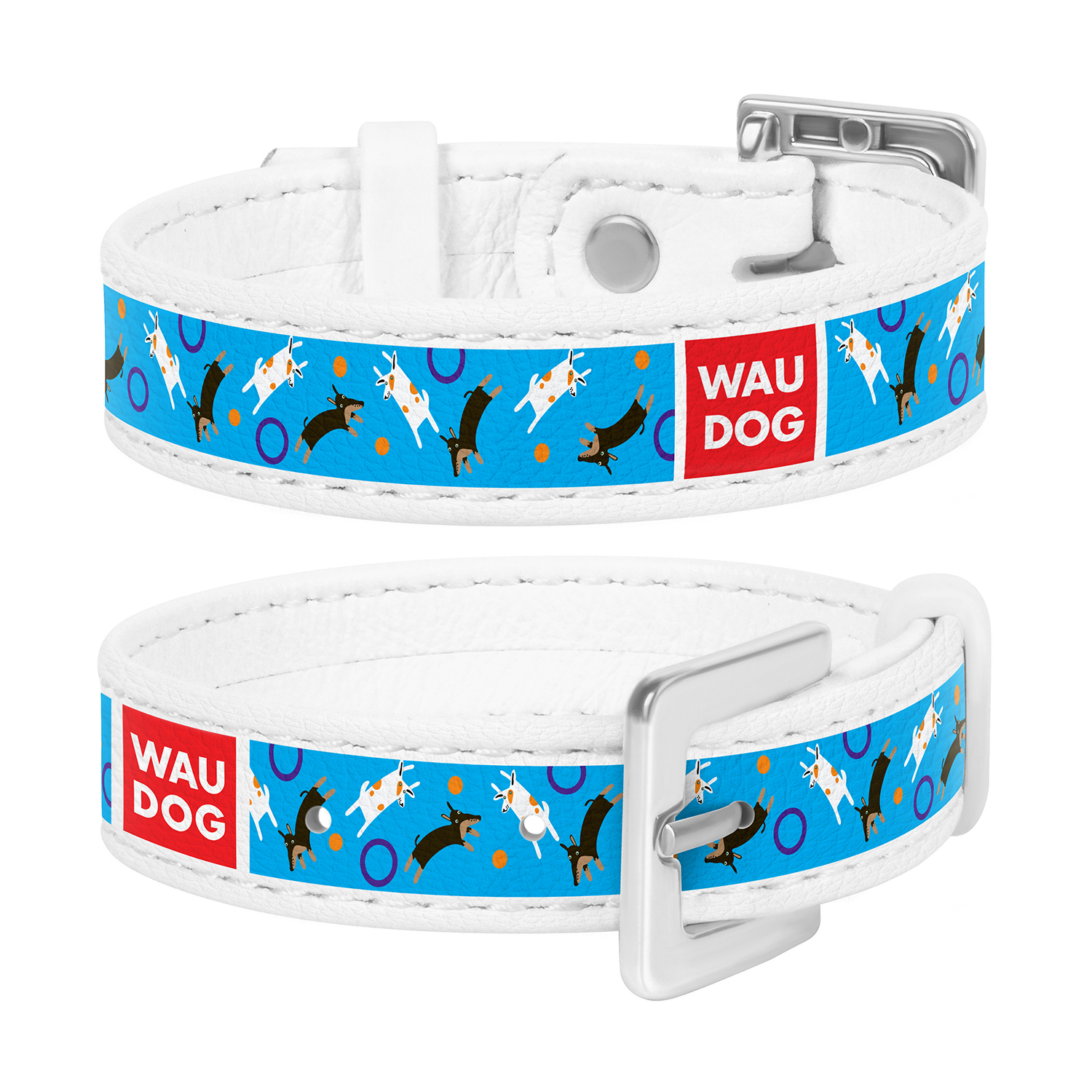 

Браслет WAUDOG Design с рисунком "Игривые собачки", премиум кожа 17-23 см 15 мм Белый (0323-0057-15)