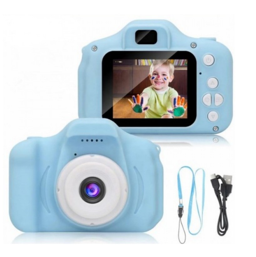 

Детский Цифровой Фотоаппарат Х200 Smart Kids Camera Blue ударопрочный с Играми и смешными Рамками на Фотографии