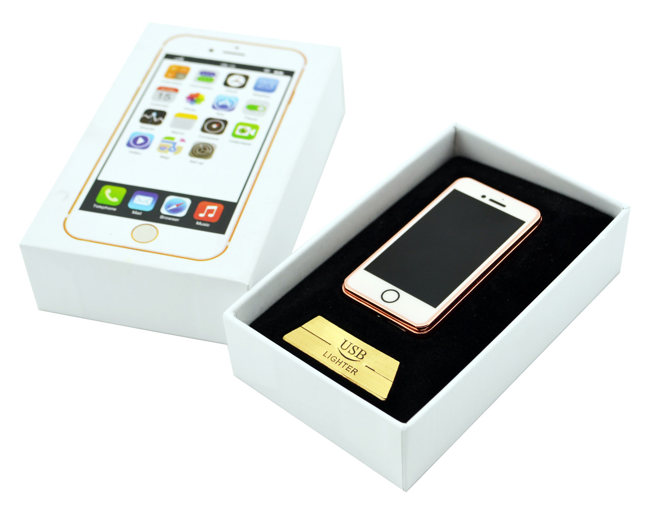 

Электроимпульсная USB зажигалка Iphone Айфон Золотистая(F23LO22)
