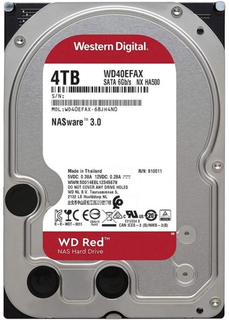 

Жесткий диск Western Digital Red 4TB 5400rpm 256МB (WD40EFAX) 3.5" SATA III