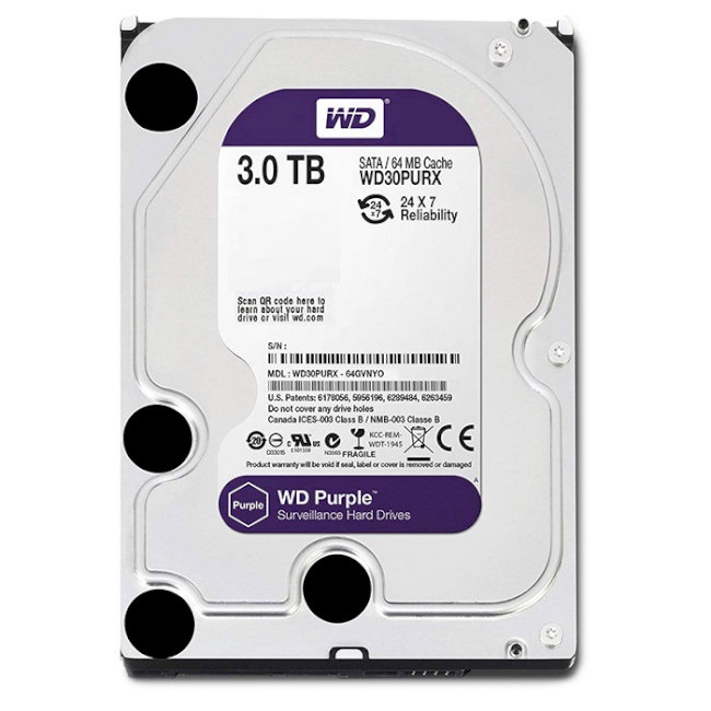 

Жесткий диск 3.5" 3Tb Western Digital Purple, SATA3, 64Mb, IntelliPower (WD30PURX) (Ref)