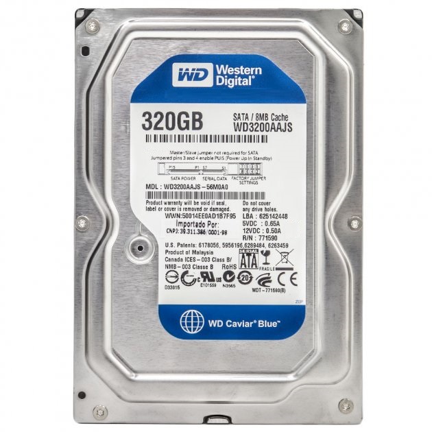 

Жесткий диск 3.5" 320Gb Western Digital Caviar Blue, SATA2, 8Mb, 7200 rpm (WD3200AAJS) (Ref)