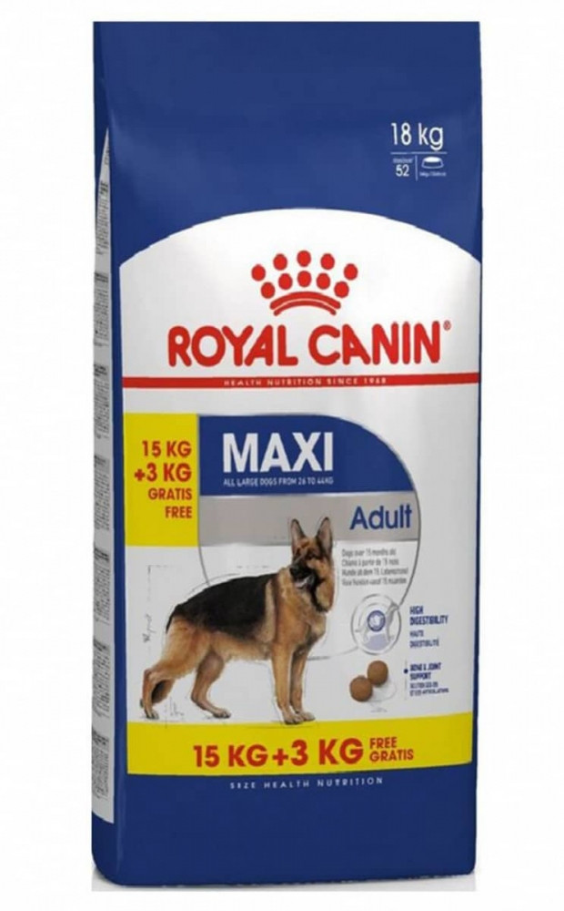 

Акция Сухой корм Royal Canin Maxi Adult 15кг 3 кг в подарок