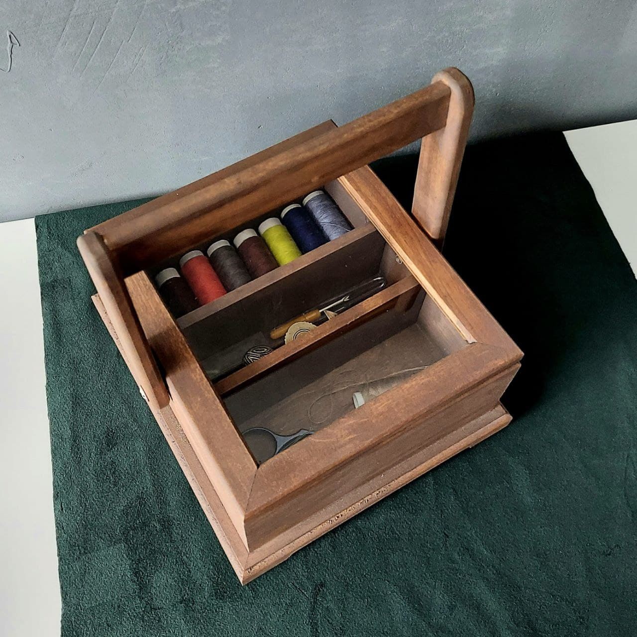 

Шкатулка Wooden Organizer для шитья, с ручкой, 210*180*100