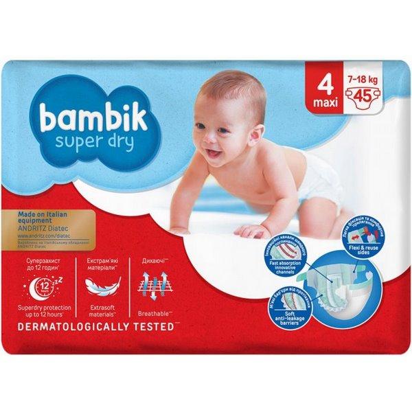 

Подгузники детские одноразовые Bambik 4 Maxi (7-18кг) 45шт