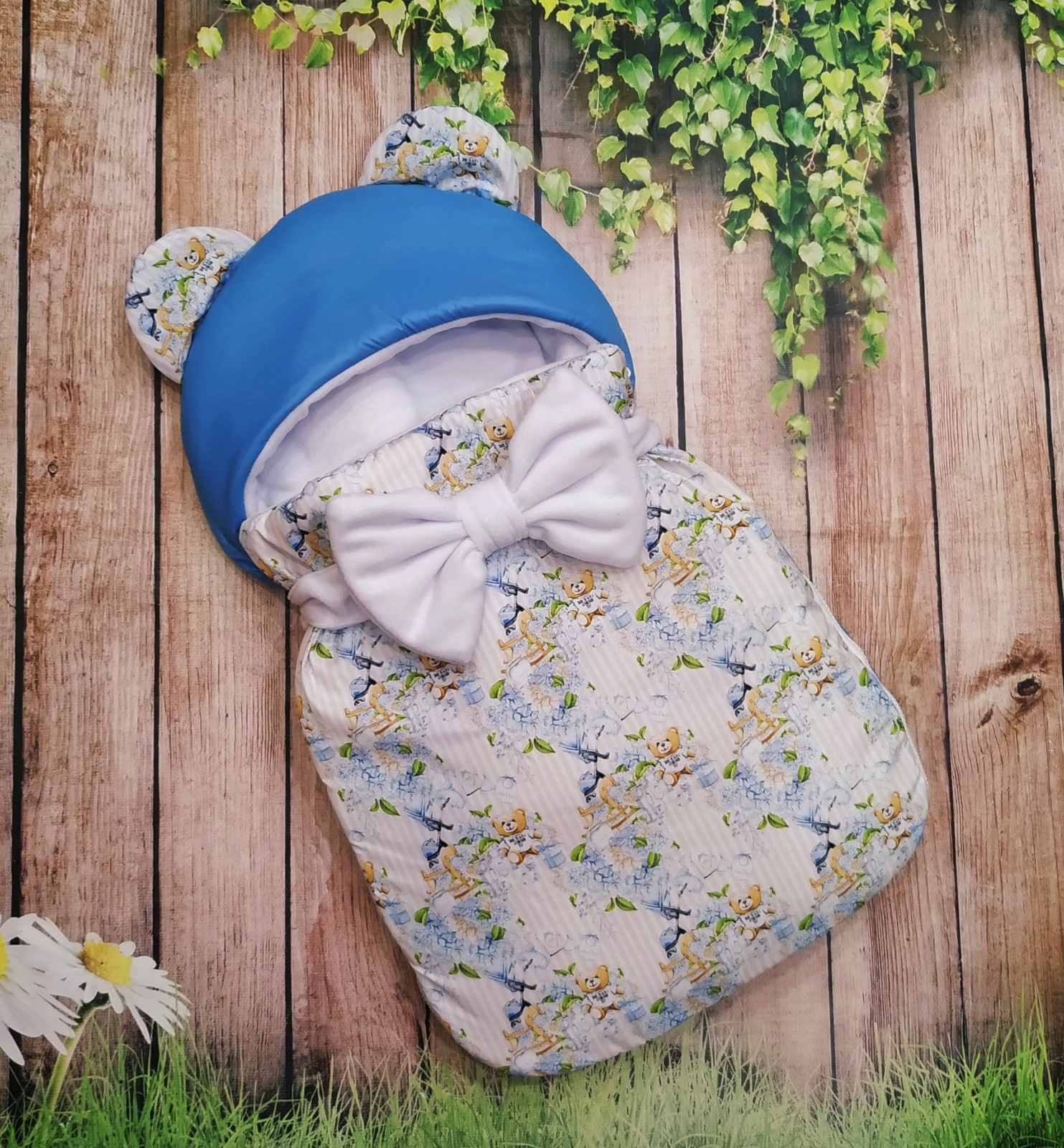 

Конверт спальник Teddy bear ШкодаМода 39IJ1 білий блакитний