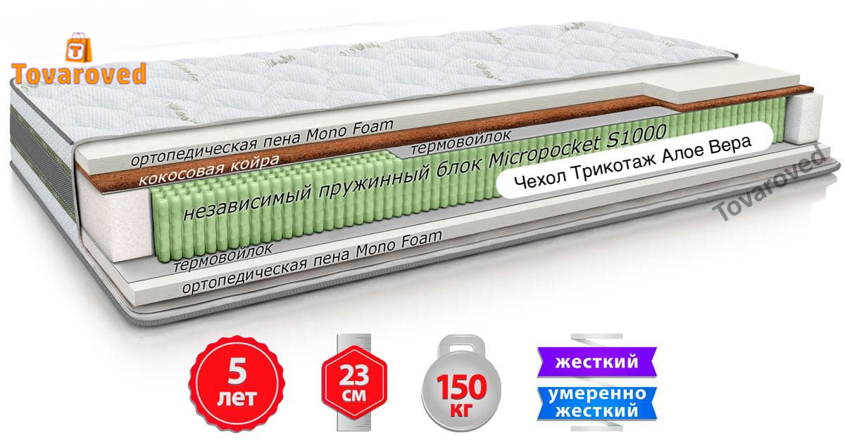 

Матрас ортопедический 90х190 Come-for Aloe Vera ФЛОРА