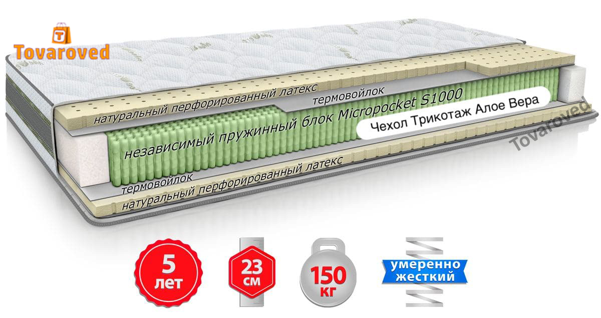 

Матрас ортопедический 160х190 Come-for Aloe Vera ГЕВЕЯ