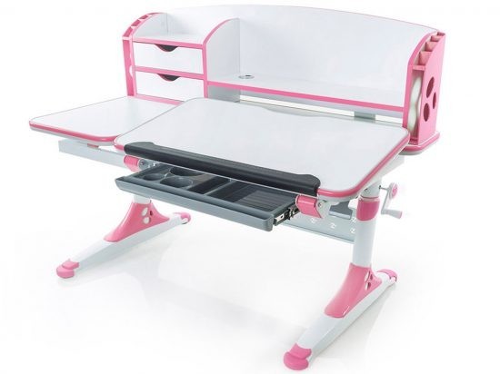 

Детский стол Evo-kids Aivengo L столешница белая / ножки белые с розовым Evo-720 WP