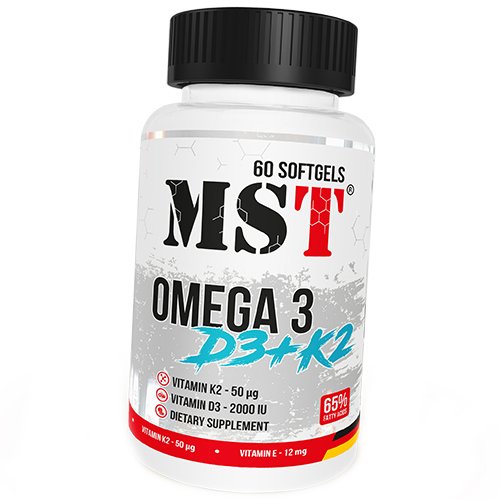

Омега 3 Витамины Д3 К2, Omega 3 + D3 + K2, MST 60гелкапс (67288003)