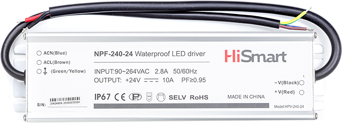 

Блок питания HiSmart 24V 13.3A 320W PFC IP67 (NPF-320-24)