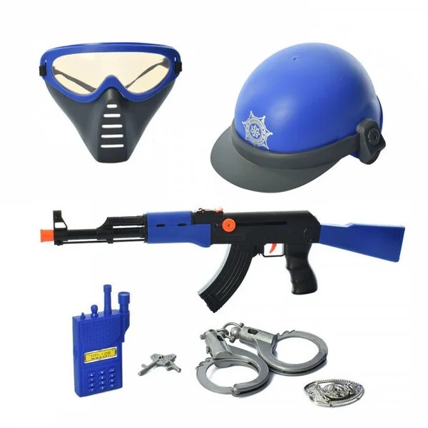 

Детский игровой набор полицейского на 7 элементов с автоматом с трещеткой, С рацией