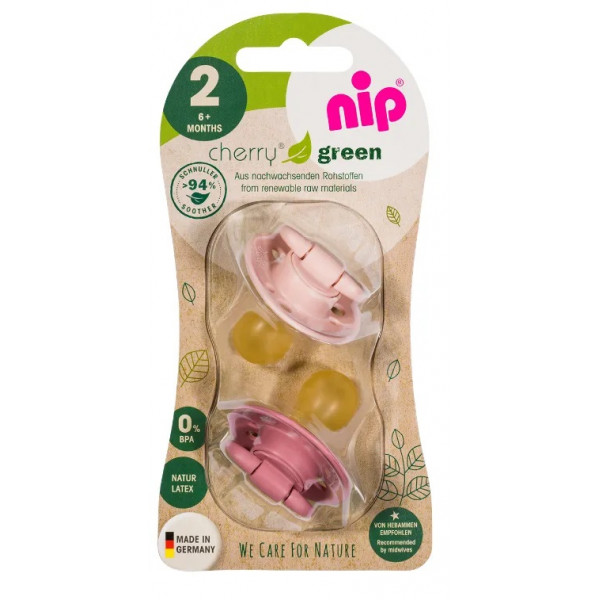 

Пустышка Nip Вишенка GREEN, 0-6 мес., латекс, для девочки, 2 шт. (Розовые)