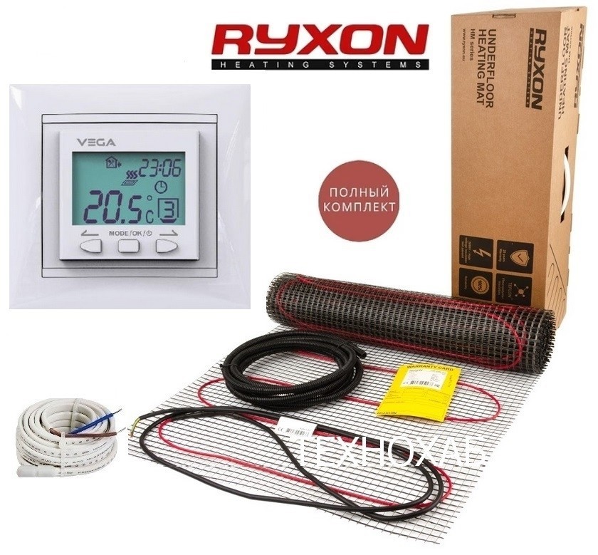 

Теплый пол RYXON HM/3м² /600Ват/ 200Вт/м² двухжильный нагревательный мат с программируемым терморегулятором VEGA LTC 090 "PRO+"