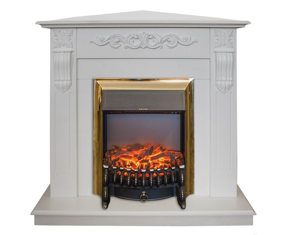 

Угловой каминокомплект Fireplace Дания Белый дуб эффект мерцающих дров со звуком и обогревом