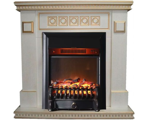 

Фронтальный каминокомплект Fireplace Греция Бежевый эффект мерцающих дров со звуком и обогревом