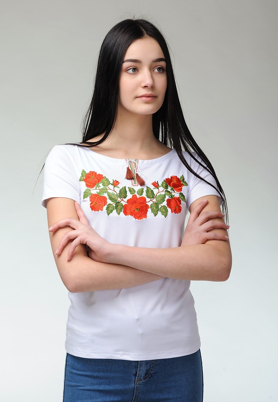 

Яркая женская футболка с вышивкой Melanika, с вышивкой Нежность роз белая, Яркая женская футболка с вышивкой Melanika, с вышивкой Нежность роз белая XL