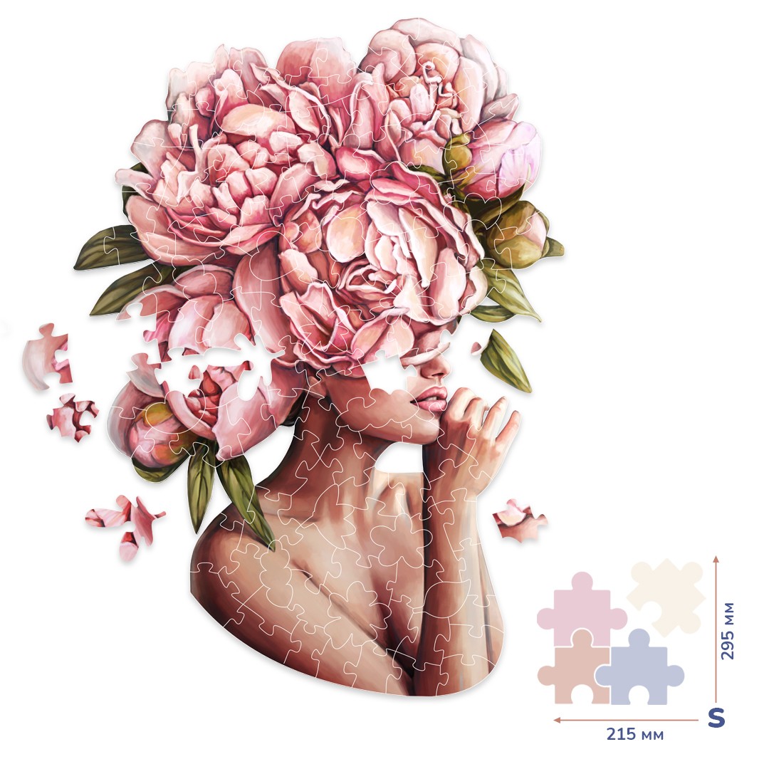 

Деревянный пазл Прикосновение пионов (Размер S)