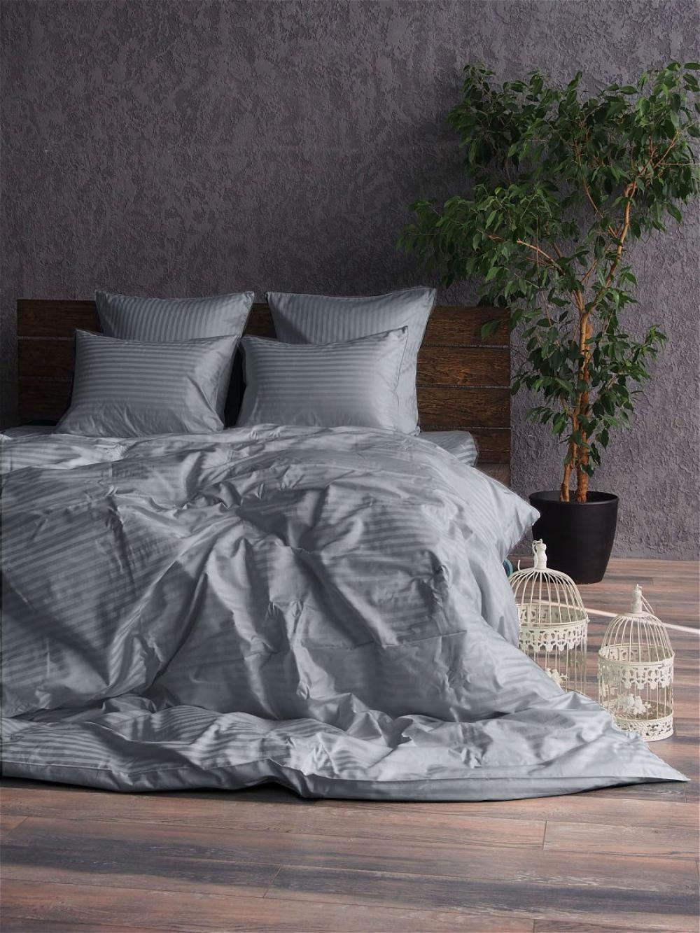 

Комплект постельного белья Komfort-tekstil Stripe LUX GREY 1/1см (Семейный)