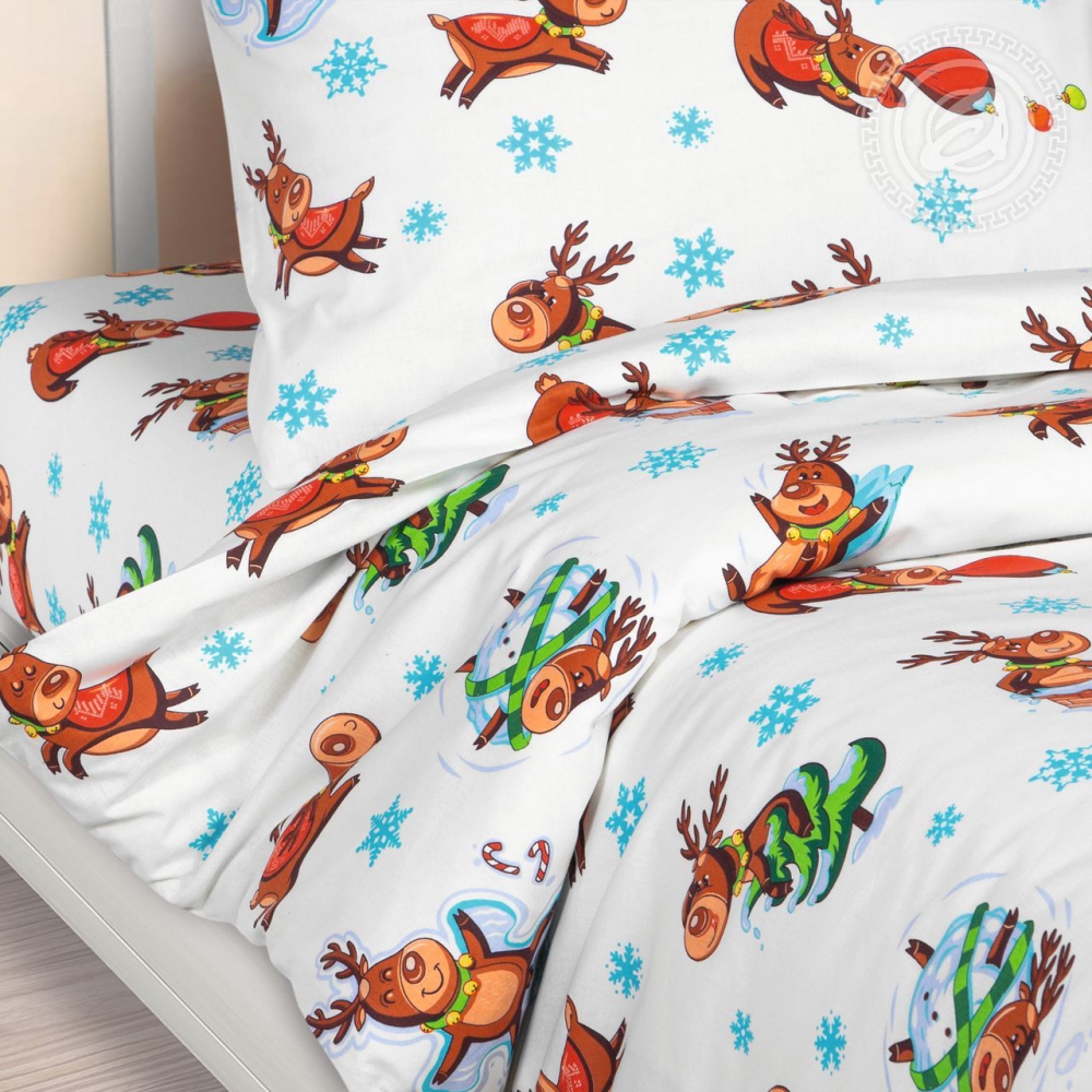 

Комплект постельного белья Komfort-tekstil Оленята, поплин (Полуторный)