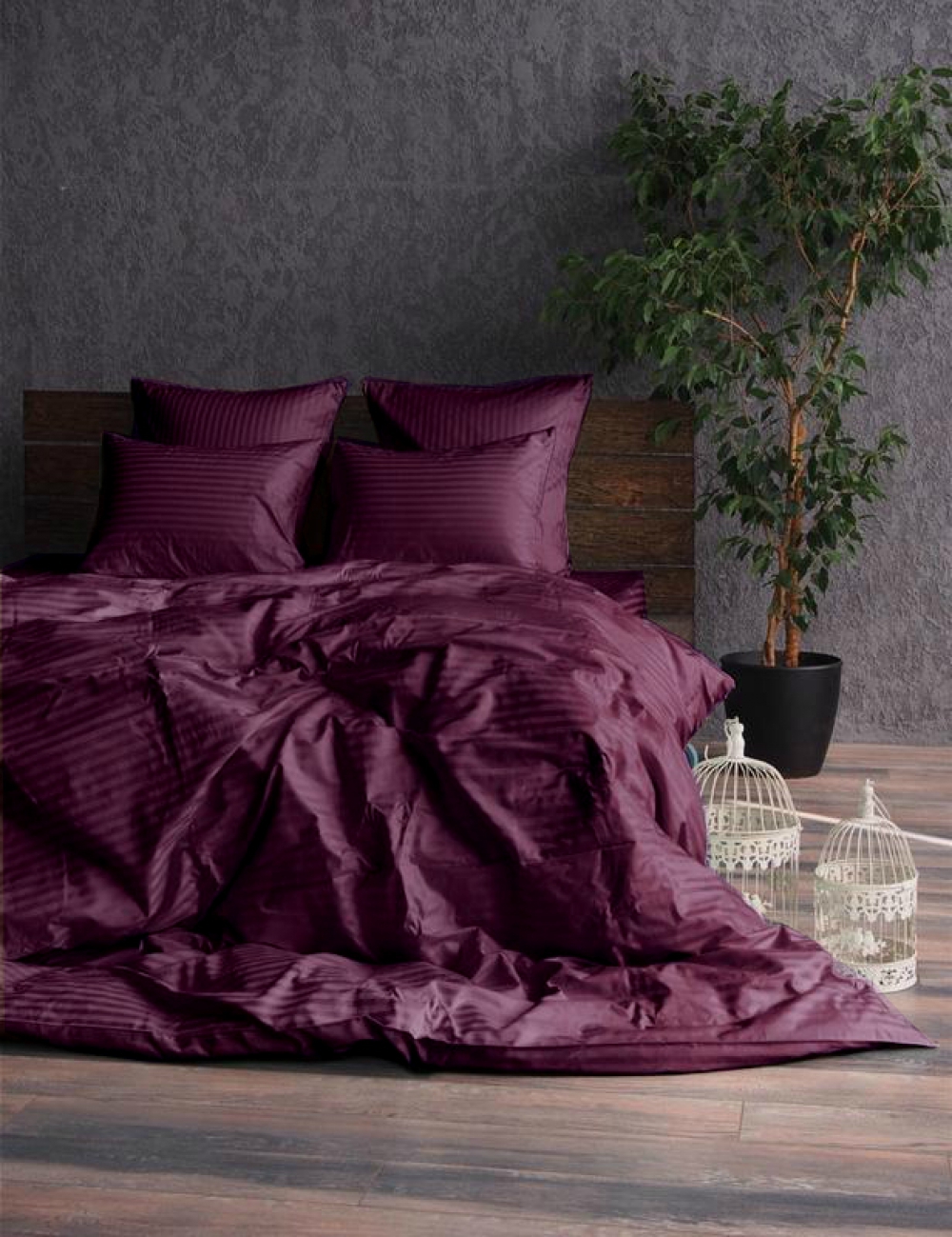 

Комплект постельного белья Komfort-tekstil Stripe LUX PLUM 1/1см (Евро)