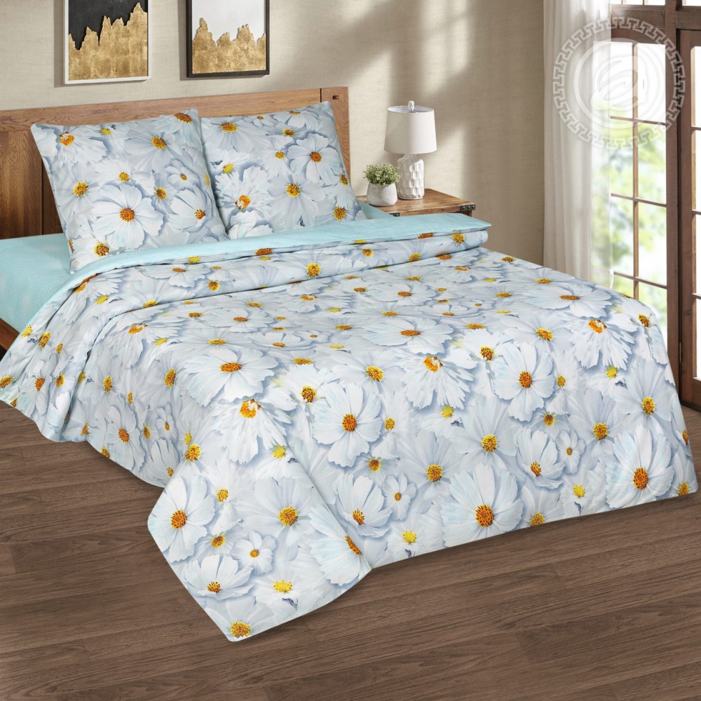 

Комплект постельного белья Komfort-tekstil Космея, поплин (Полуторный на резинке)