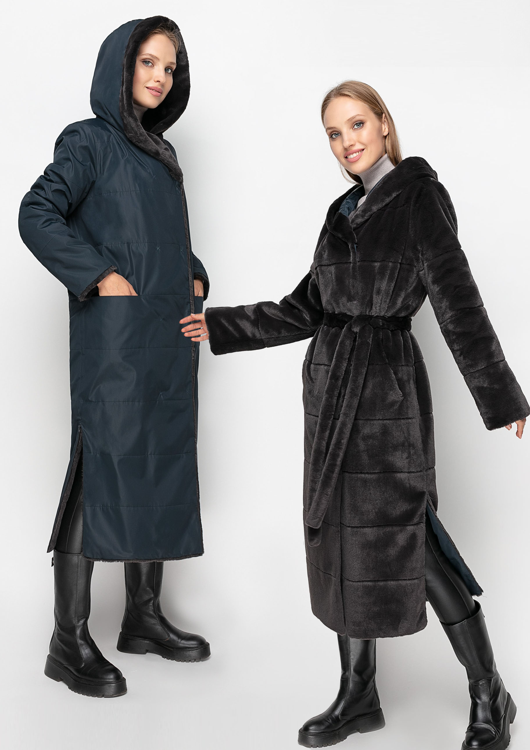 

Двухсторонняя экошуба длиною миди Samange 1132M-C 52 Галакси