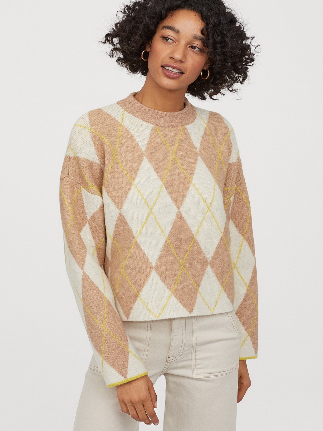 

Свитер H&M 3007-8041830 S Белый с бежевым