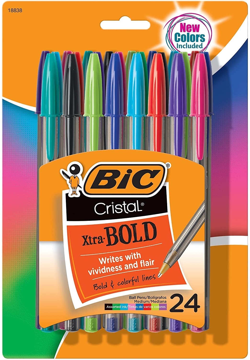 

Набор шариковых ручек 24 шт. BIC Cristal Xtra Bold Цветные масляные 1.6 мм (MSBAPP241-A-AST)