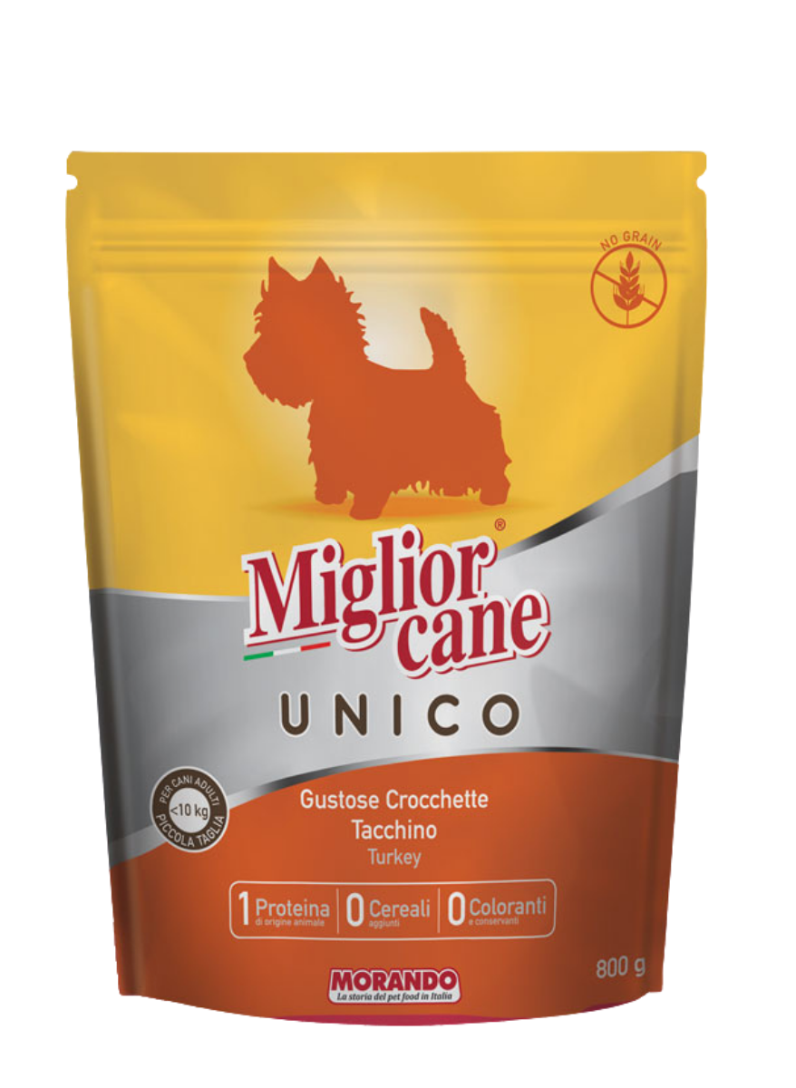 

Сухой корм для собак мелких пород Morando MigliorCane UNICO 100 % индейка 800 г