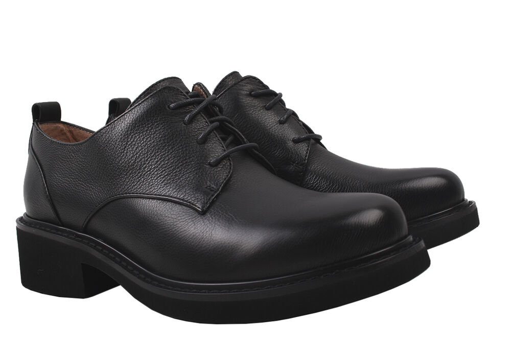 

Туфлі жіночі з натуральної шкіри, на низькому ходу, на шнурівці, чорні, Djovannia 29-9DTC 38