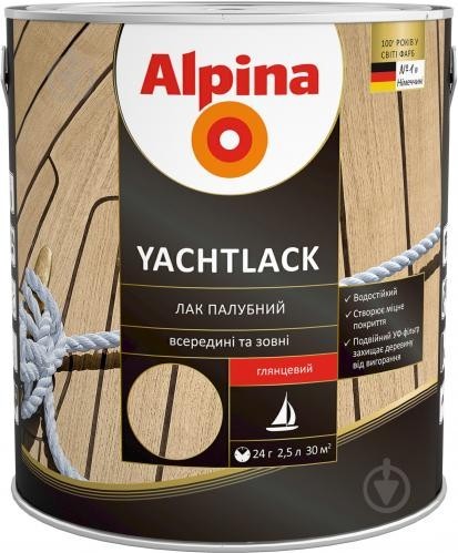 

Лак для мебели Alpina Yachtlack прозрачный глянцевый 2.5 л арт - 948103975