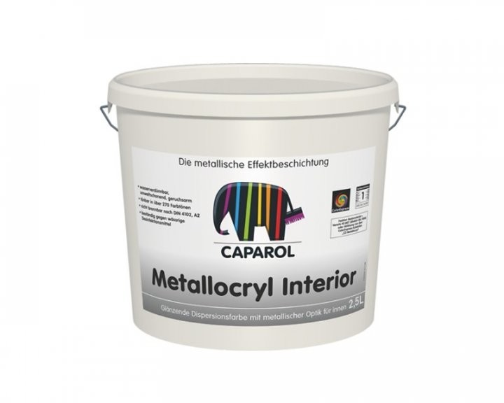 

Декоративная краска с металлическим эффектом Caparol Metallocryl Interior 2,5 л серебристая арт - 805083