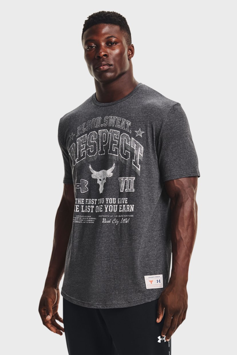 

Мужская темно-серая футболка UA Project Rock BSR SS Under Armour  1367121-001, Мужская темно-серая футболка UA Project Rock BSR SS Under Armour XL 1367121-001