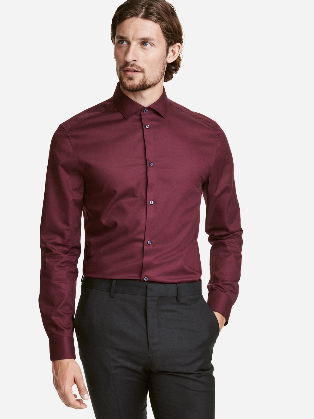 

Рубашка H&M 0395127 L Бордовая