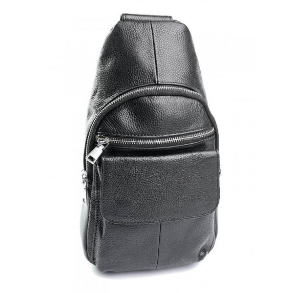 

Мужская сумка-слинг кожаная BagMan 3302 Black